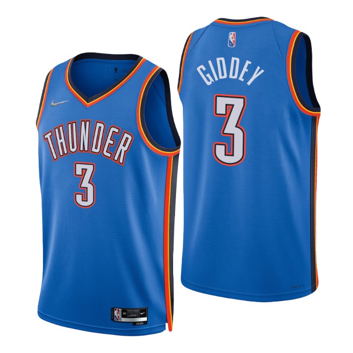 Nike Thunder #3 Josh Giddey Blue Men's 2022-23 NBA 75th Anniversary ...