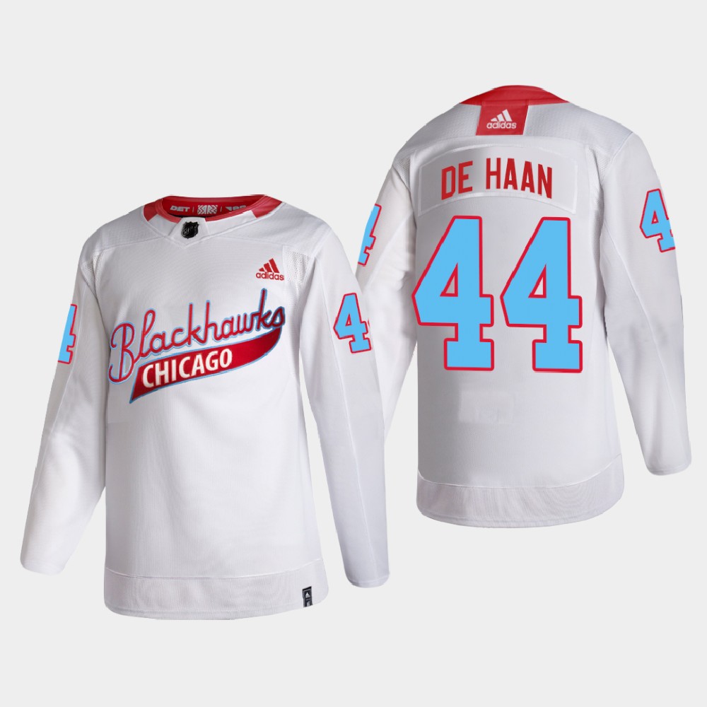 Chicago Blackhawks No44 Calvin De Haan Red Home USA Flag Stitched Jersey
