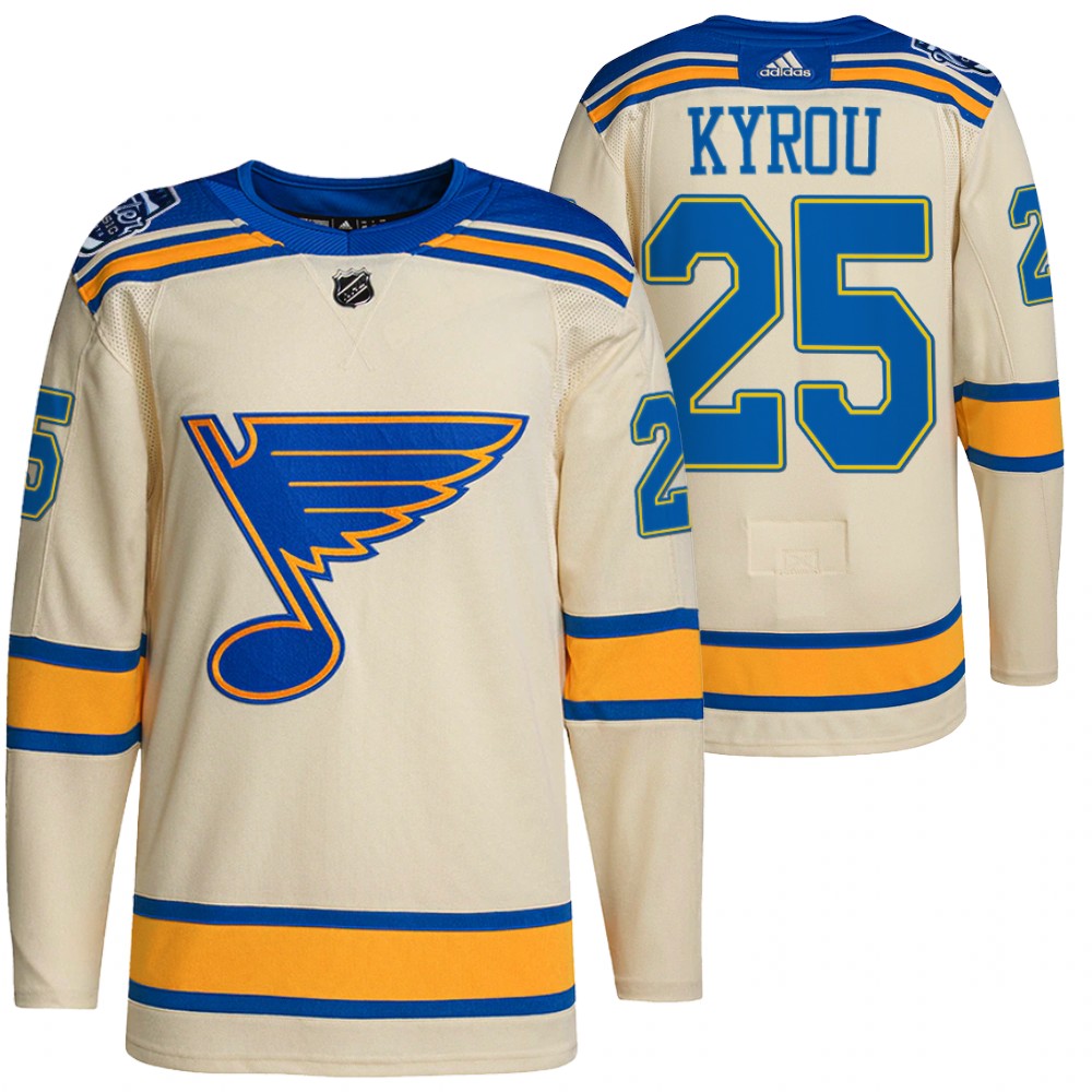 St. Louis Blues 25 Jordan Kyrou Men's Adidas 2022 Winter Classic NHL