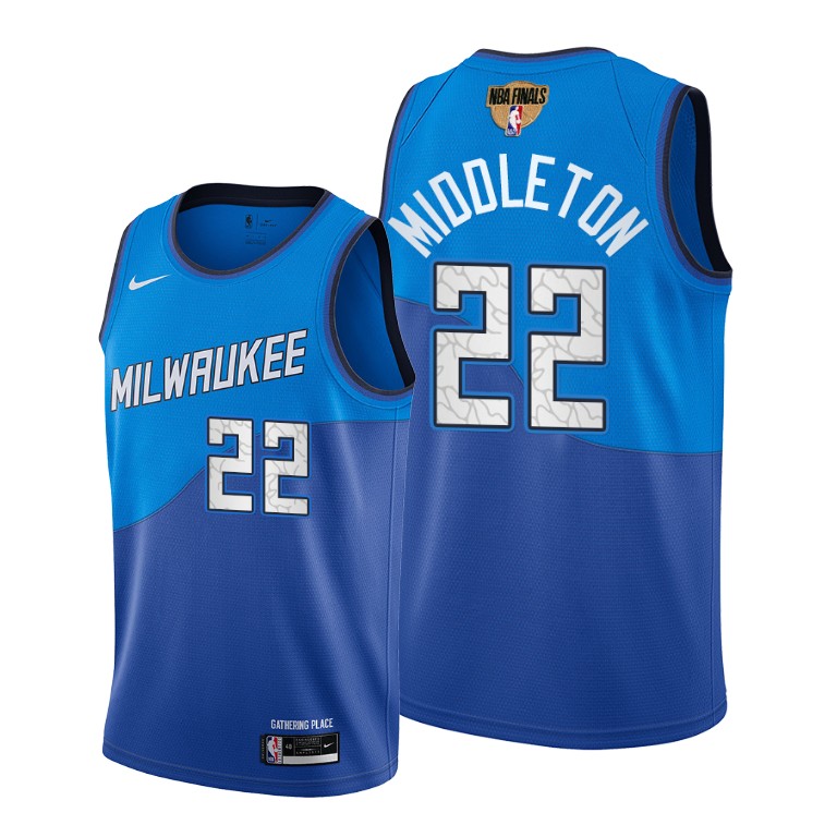 Nike Bucks #22 Khris Middleton Men's 2022 NBA Finals Bound City Edition ...