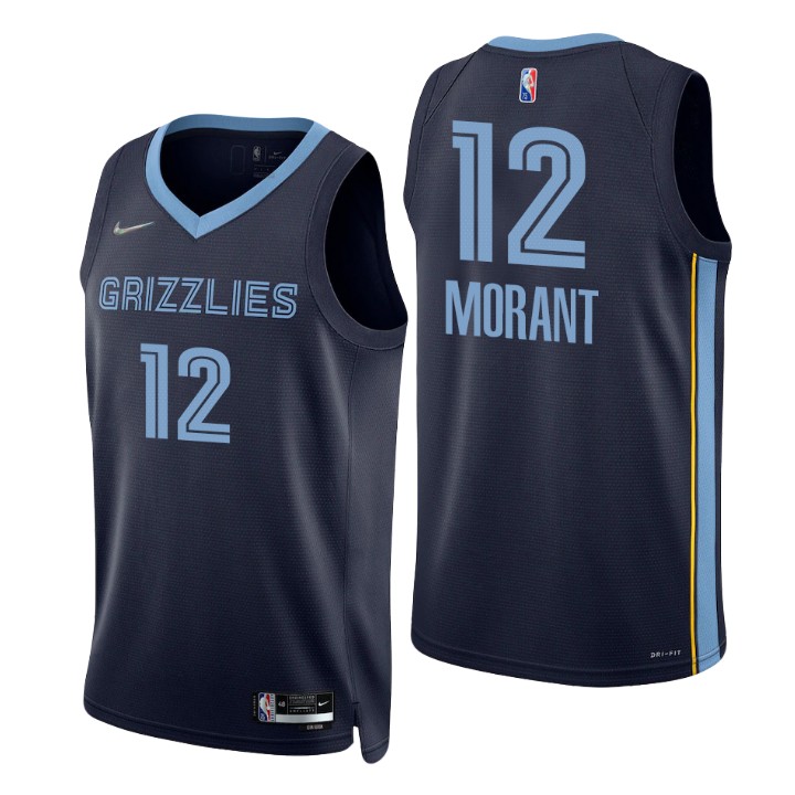 Nike Grizzlies #12 Ja Morant Navy Men's 2022-23 NBA 75th Anniversary ...