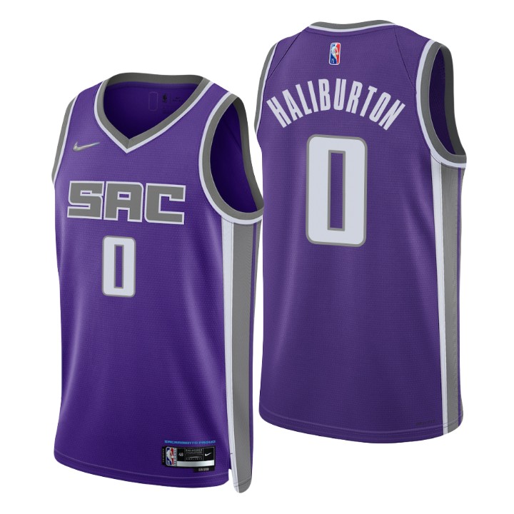 Nike Kings #0 Tyrese Haliburton Purple Men's 2022-23 NBA 75th ...
