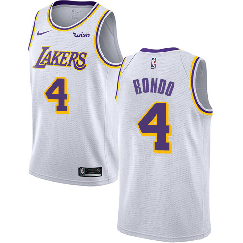 Nike Lakers #4 Rajon Rondo White NBA Swingman Association Edition ...