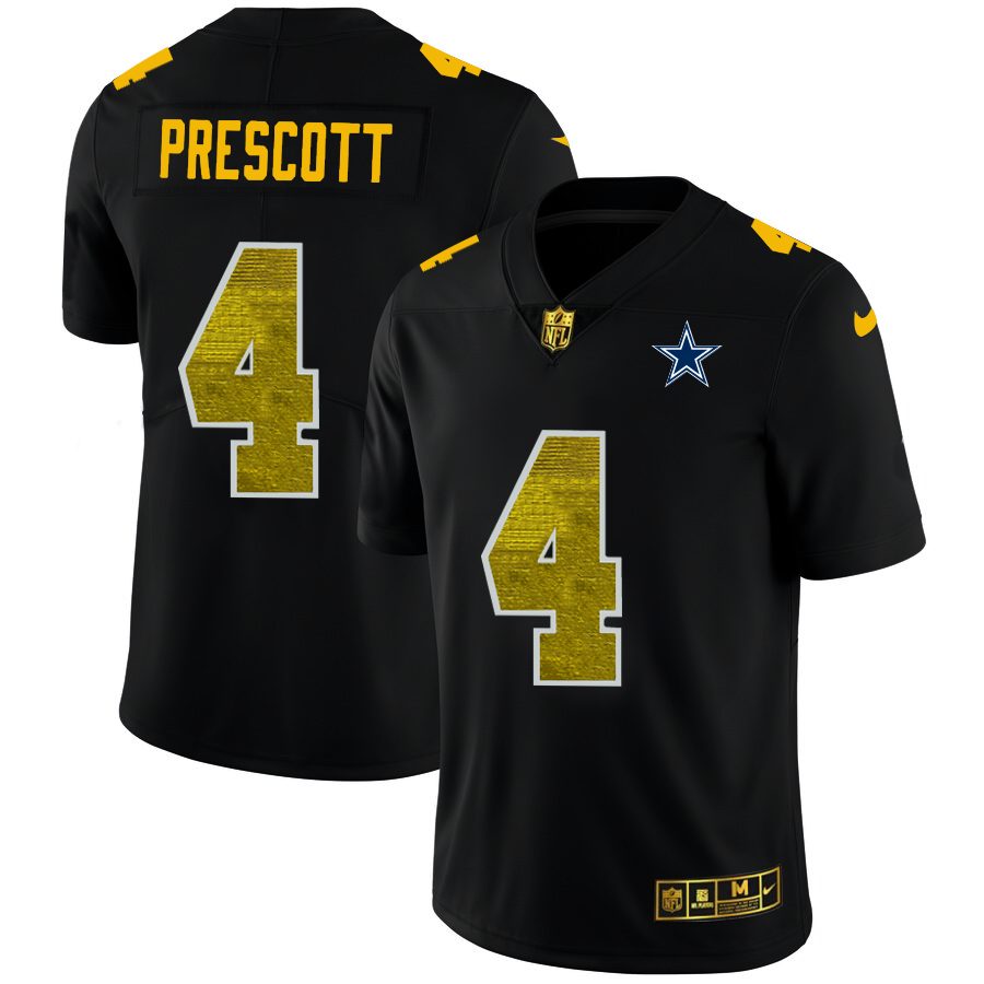 Dak Prescott Cowboys Jersey Limited #4 Black Golden Men's