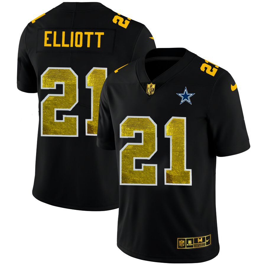 Ezekiel Elliott #21 Dallas Cowboys Nfl Explosion Legendary Gold Black  Jersey - Bluefink