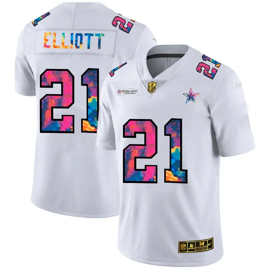 اريا Dallas Cowboys #21 Ezekiel Elliott Men's White Nike Multi-Color ... اريا