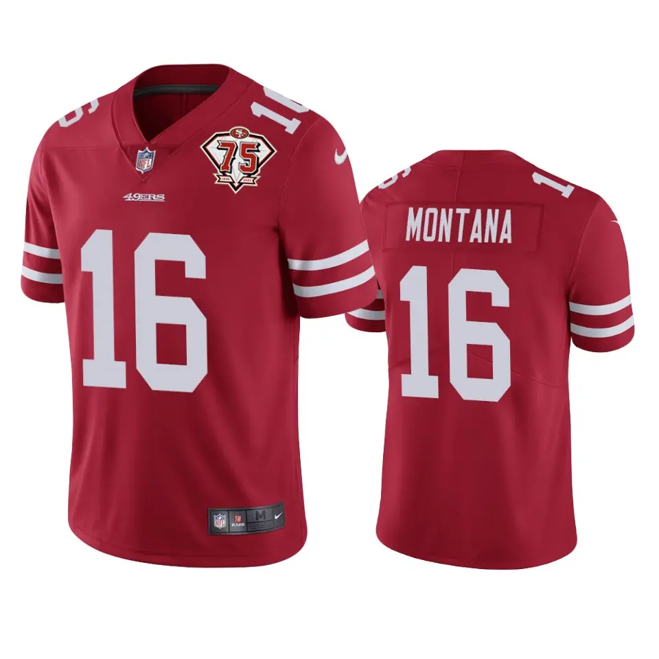 Nike 49ers 16 Joe Montana Red Gold Color Rush Vapor Untouchable Limited  Jersey