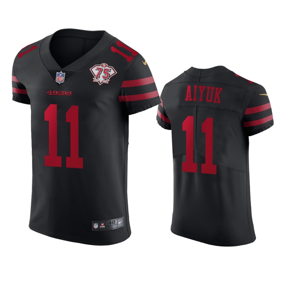 Nike 49ers #11 Brandon Aiyuk Black Alternate Men's 75th Anniversary  Stitched NFL Vapor Untouchable Elite Jersey - 60% Off Wholesale Jerseys  Free Shipping With 10 PCS