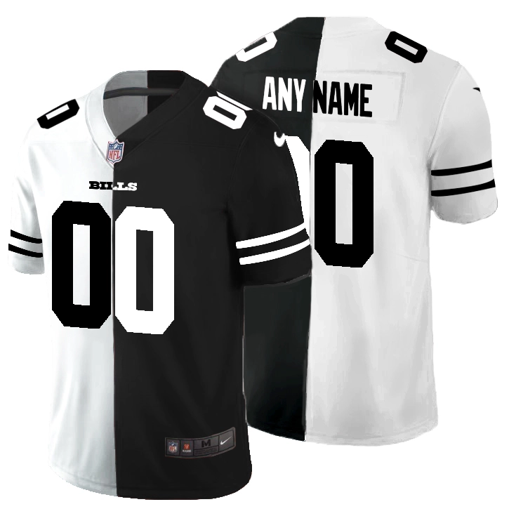 Custom Buffalo Bills Jersey Men's Black and White Limited Split Black and White Vapor Untouchable