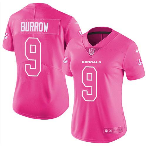 Nike Bengals #9 Joe Burrow Pink Women's Stitched NFL Limited Rush Fashion  Jersey - 60% Off Wholesale Jerseys Free Shipping With 10 PCS