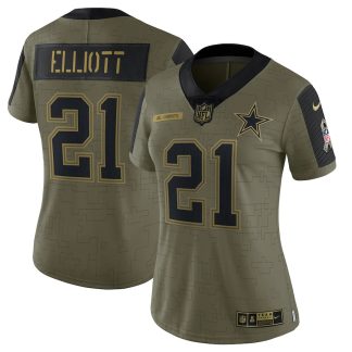 New Women's Dallas Cowboys Ezekiel Elliott #21 Nike Salute To Service  Jersey