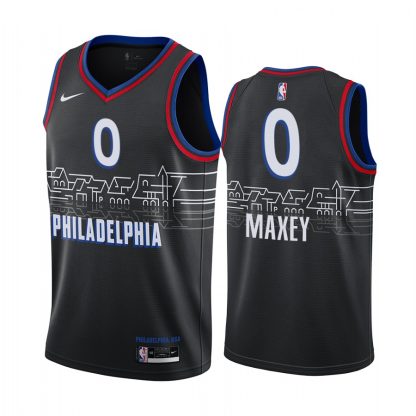 Nike 76ers #0 Tyrese Maxey Black Youth NBA Swingman 2022-23 City ...