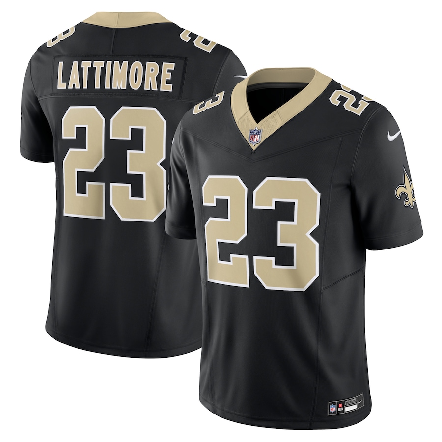 New Orleans Saints #23 Marshon Lattimore Men's Black Vapor F.U.S.E ...